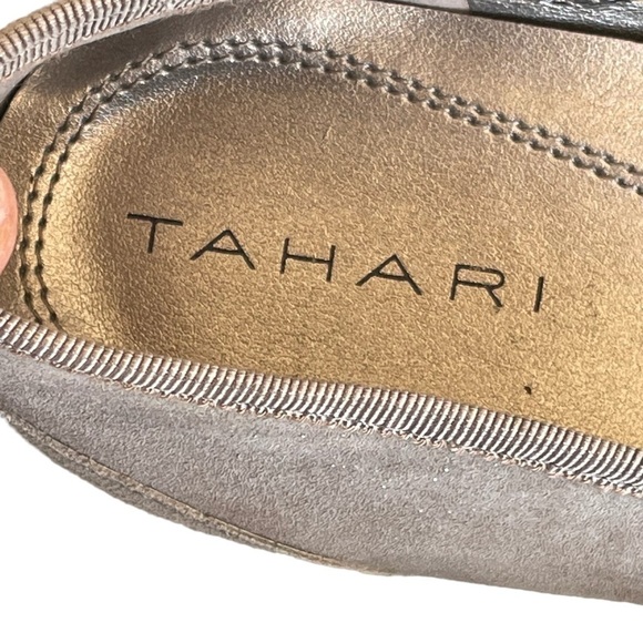 TAHARI SHOES SIZE 8M FLATS METALLIC PEWTER - Picture 3 of 9